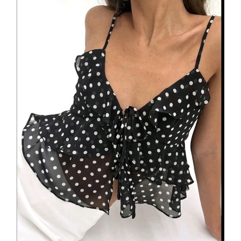 Romwe Womens Polka Dot Crop Top Size Medium #537